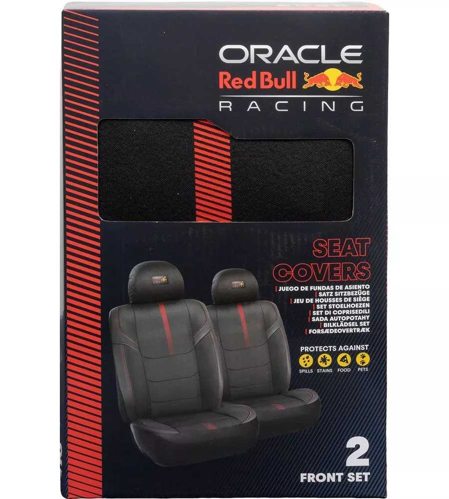 Set 2 pezzi coprisedile auto RedBull "Powerbar" nero e rosso