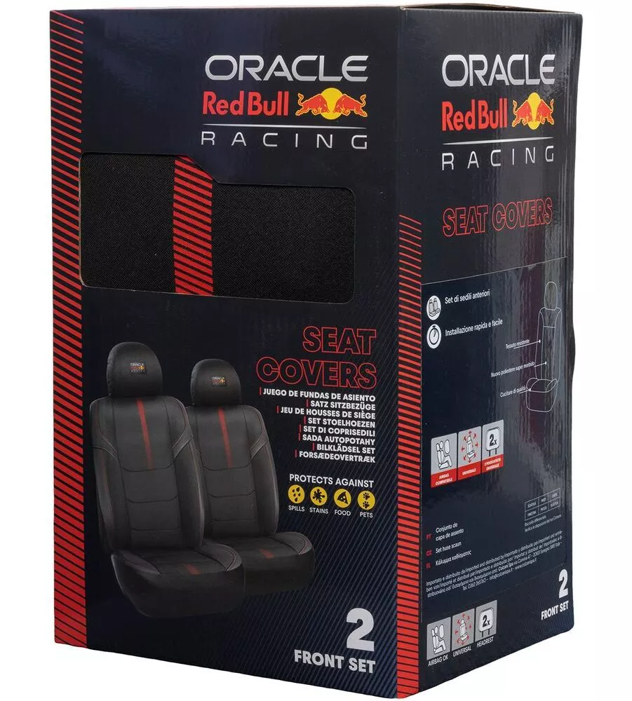 Set 2 pezzi coprisedile auto RedBull "Powerbar" nero e rosso