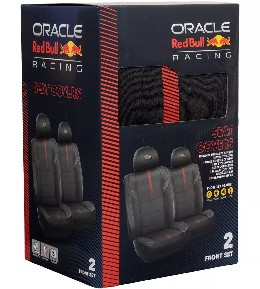 Set 2 pezzi coprisedile auto RedBull "Powerbar" nero e rosso