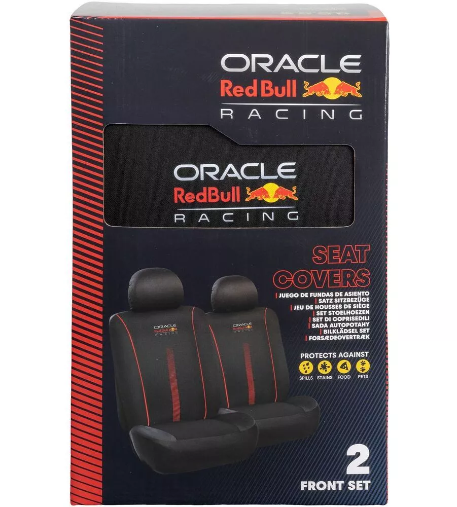 Set 2 pezzi coprisedile auto RedBull "Powerbar" nero e rosso