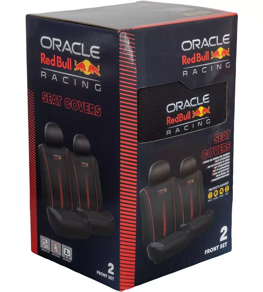 Set 2 pezzi coprisedile auto RedBull "Powerbar" nero e rosso