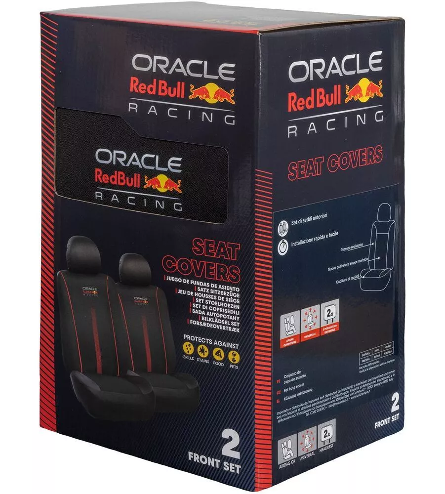 Set 2 pezzi coprisedile auto RedBull "Powerbar" nero e rosso