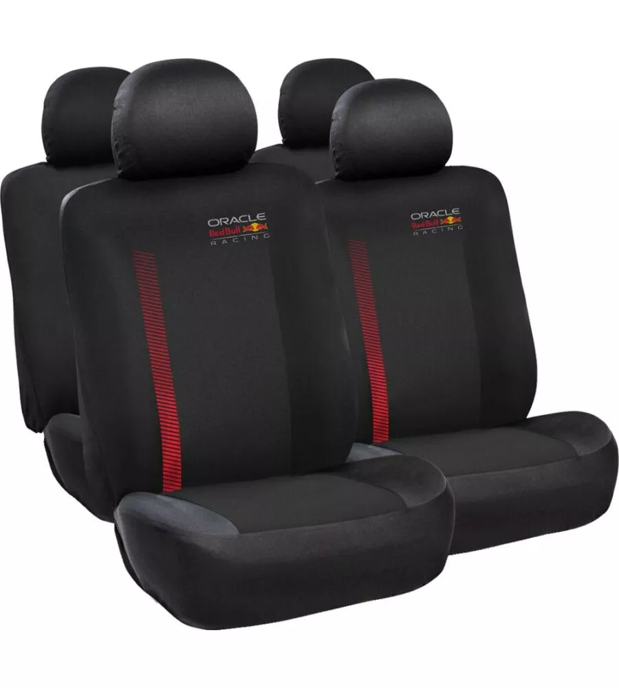 Set 4 pezzi coprisedile auto RedBull "Powerbar" nero e rosso
