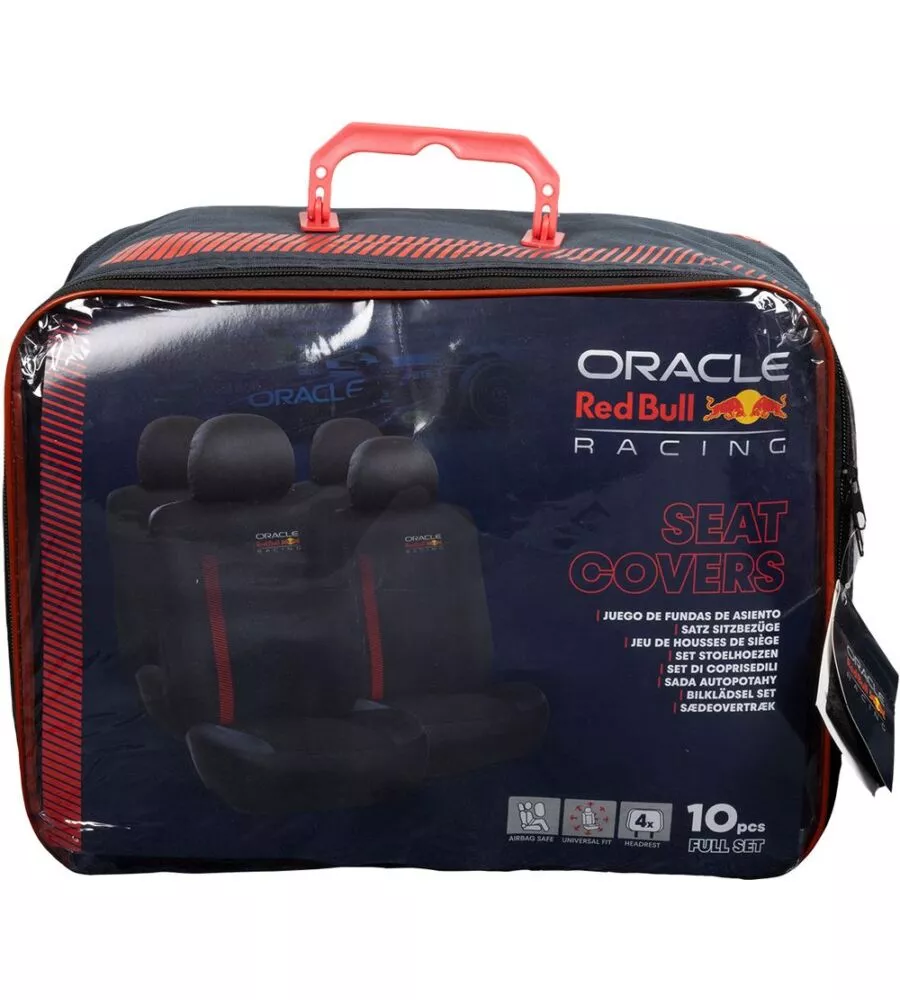 Set 4 pezzi coprisedile auto RedBull "Powerbar" nero e rosso