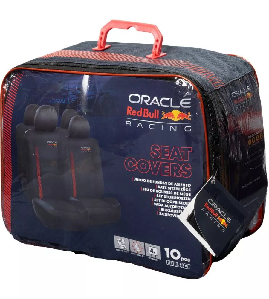 Set 4 pezzi coprisedile auto RedBull "Powerbar" nero e rosso