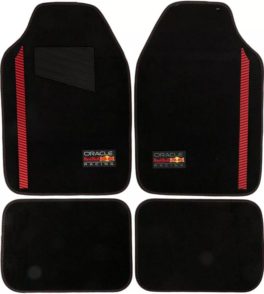 Set 4 tappetini auto RedBull "Powerbar" nero e rosso