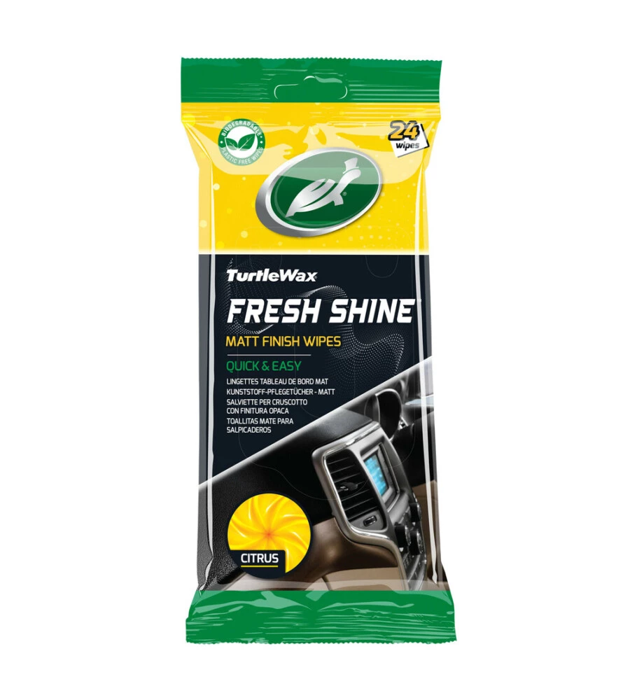 Salviette per cruscotto TurtleWax "Fresh Shine" effetto opaco 24 pezzi