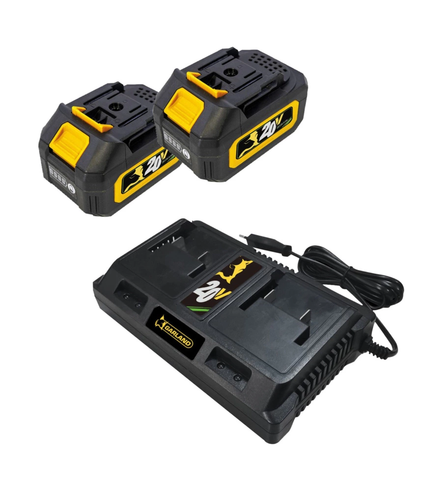 Kit caricabatterie e 2 batterie di ricambio Garland 20V 2Ah
