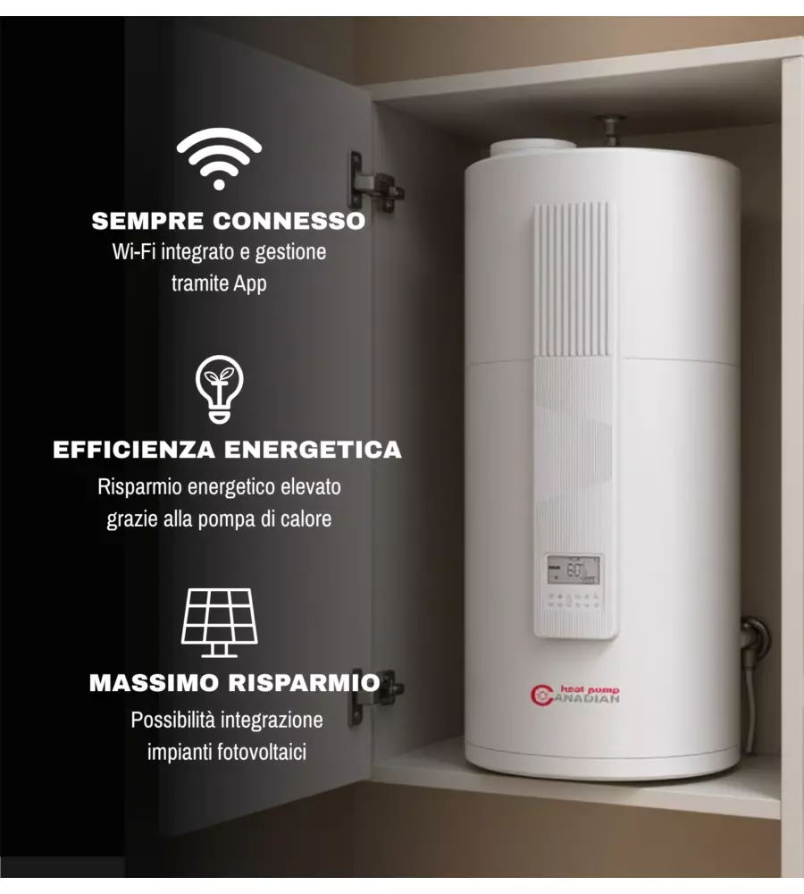 SCALDABAGNO A POMPA DI CALORE CANADIAN HEAT PUMP "M" WI-FI 78 LT