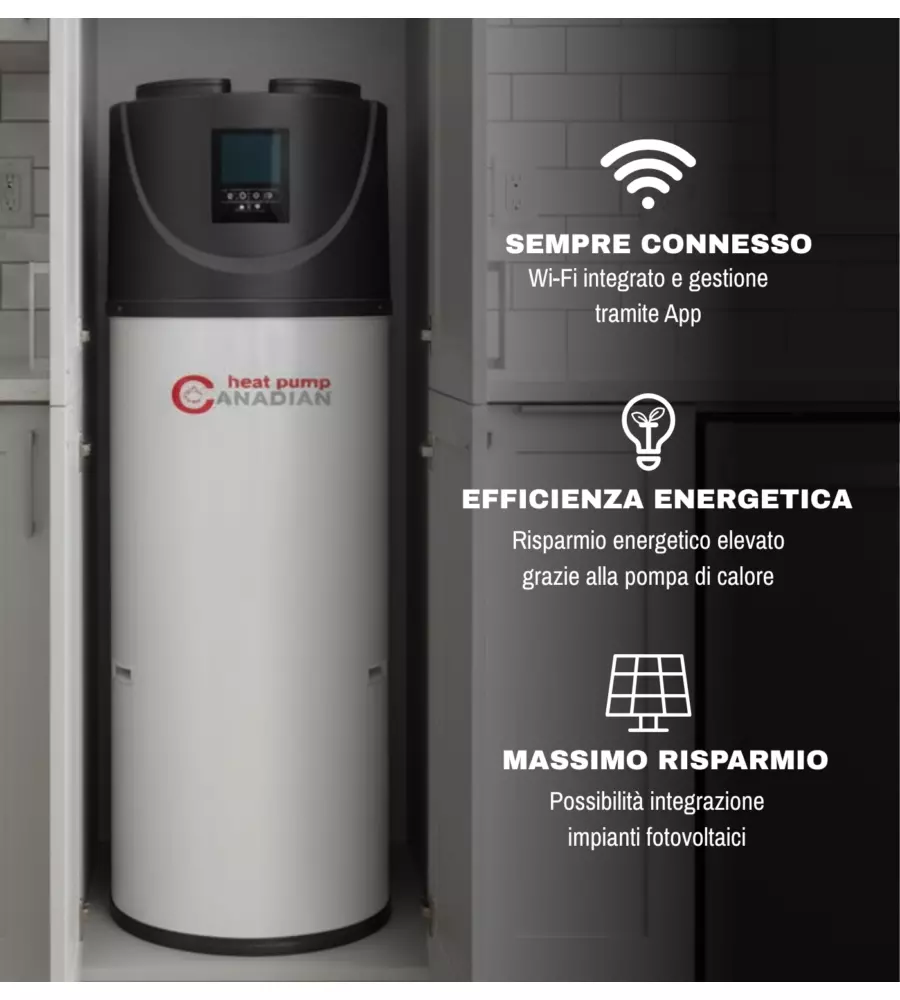 SCALDABAGNO A POMPA DI CALORE CANADIAN HEAT PUMP "XL" WI-FI 290 LT