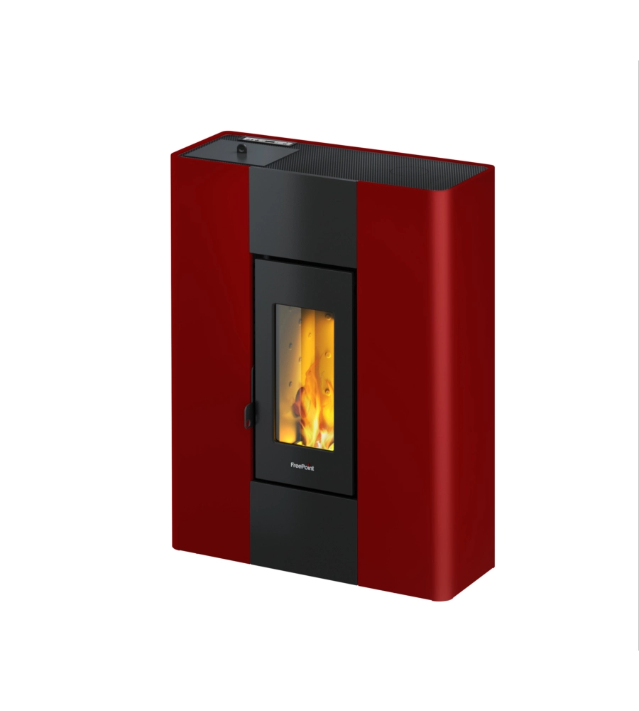 Stufa a pellet ermetica FreePoint "Slim Roxy" bordeaux 6,9 kW
