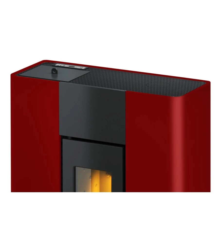 Stufa a pellet ermetica FreePoint "Slim Roxy" bordeaux 6,9 kW