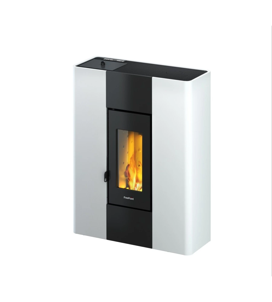 Stufa a pellet ermetica FreePoint "Slim Roxy" bianco 6,9 kW