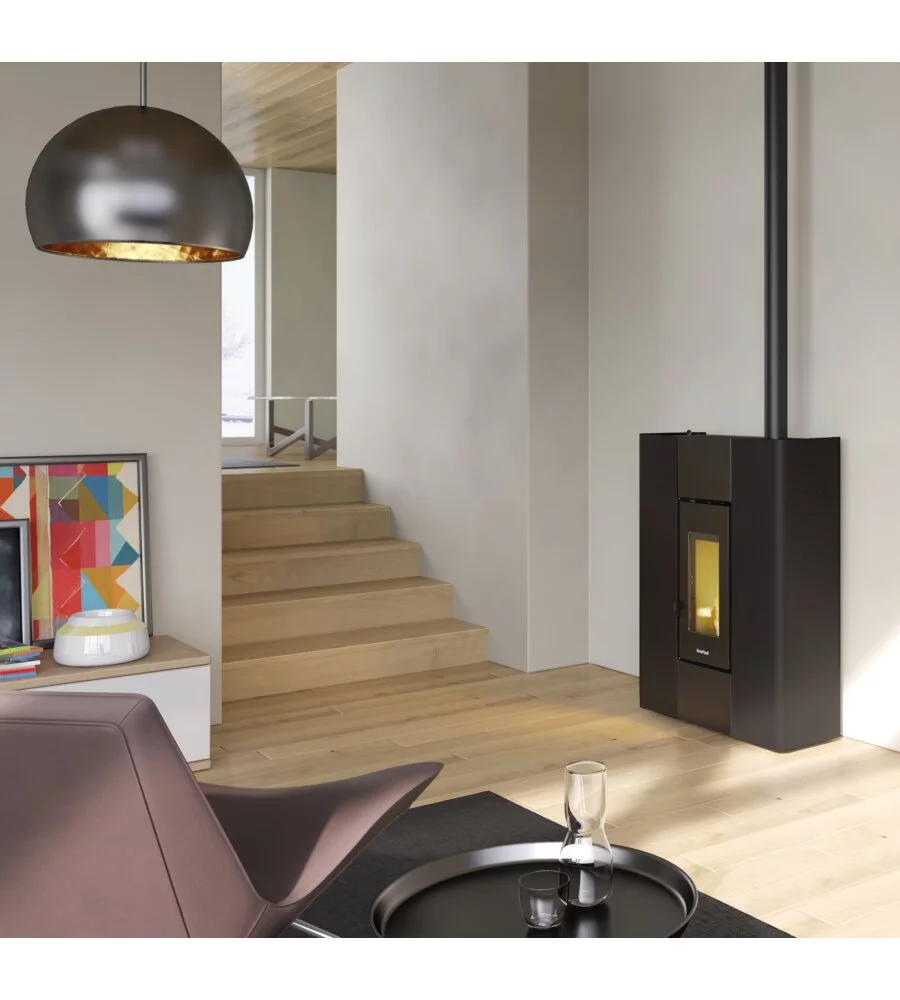 Stufa a pellet ermetica FreePoint "Slim Roxy" antracite 6,9 kW