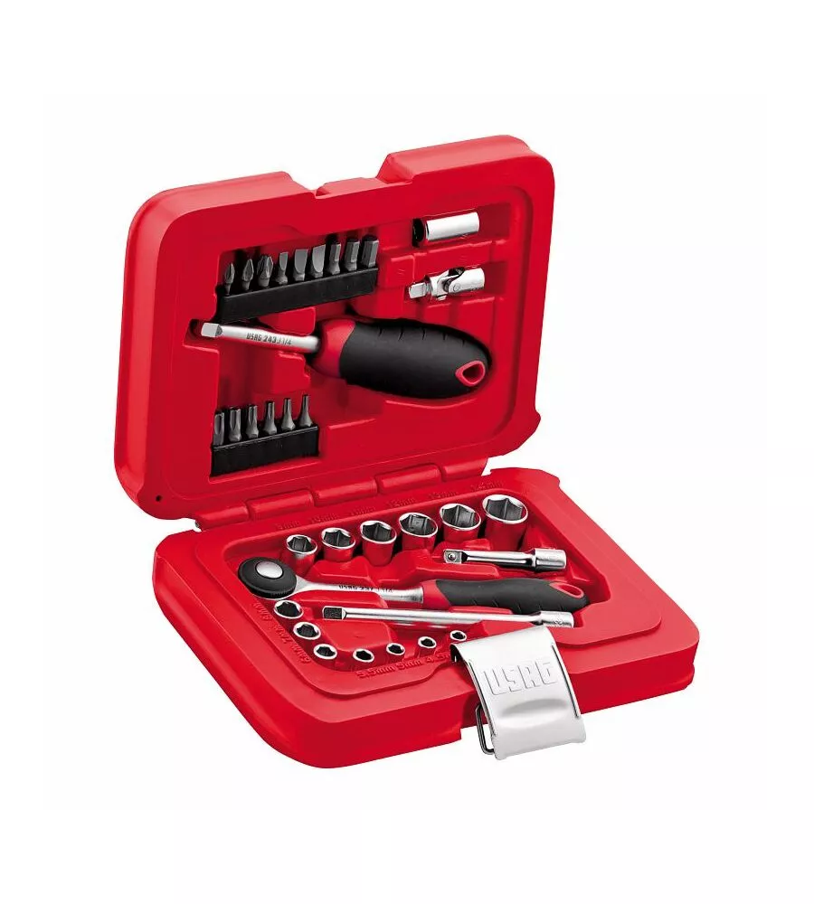 Set 34 pezzi bussole esagonali ed inserti per avvitatura Usag