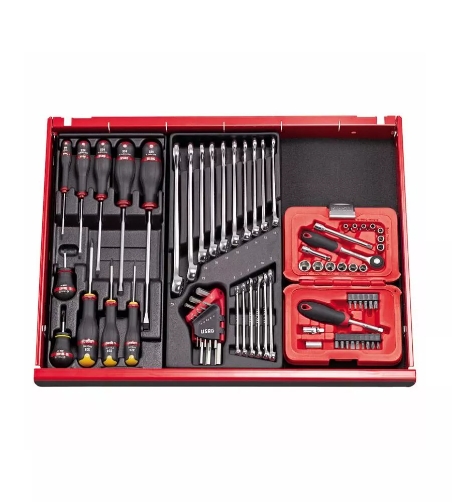 Set 34 pezzi bussole esagonali ed inserti per avvitatura Usag