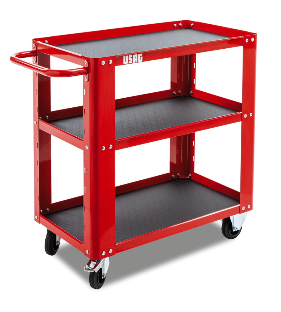 Carrello porta attrezzi 3 ripiani Usag "504 SR" rosso 90,1x45,2x84,9 cm