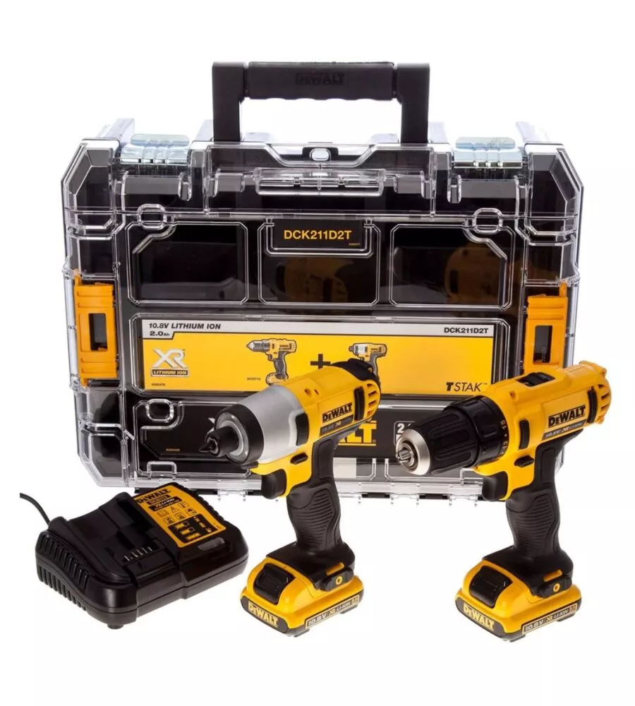 Kit trapano avvitatore e avvitatore ad impulsi a batteria DeWalt "DCK211D2T-QW" 2 batterie 10,8V 2Ah