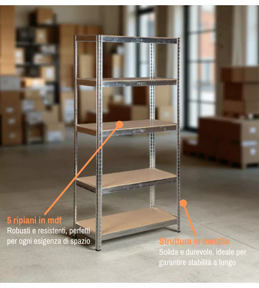 Set 3 scaffali Easy System 5 ripiani
