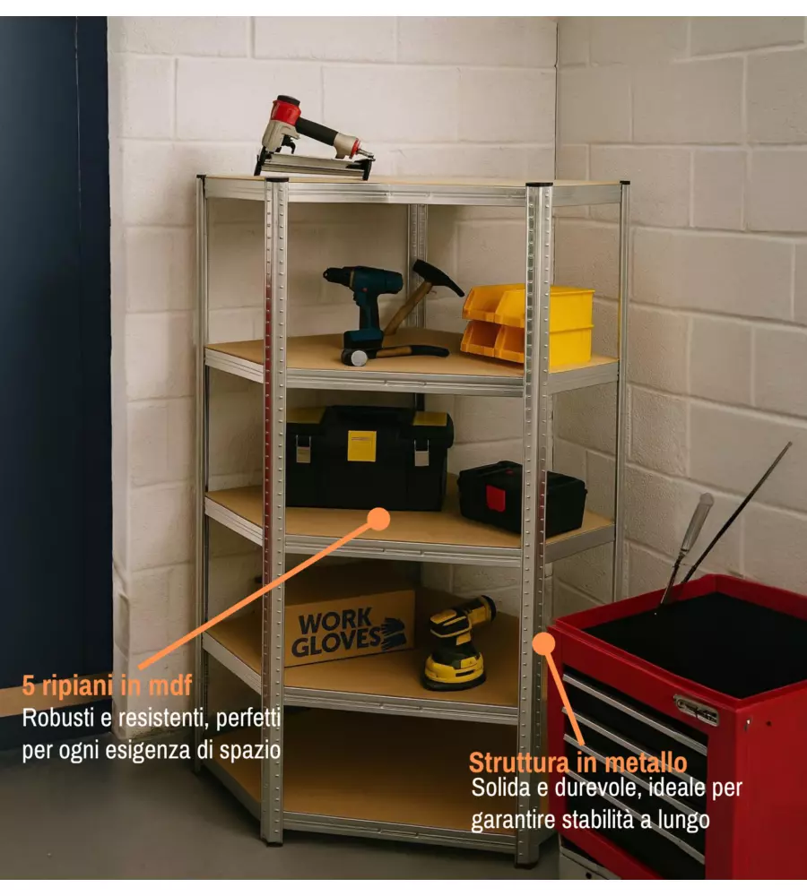 Set 3 scaffali Easy System 5 ripiani