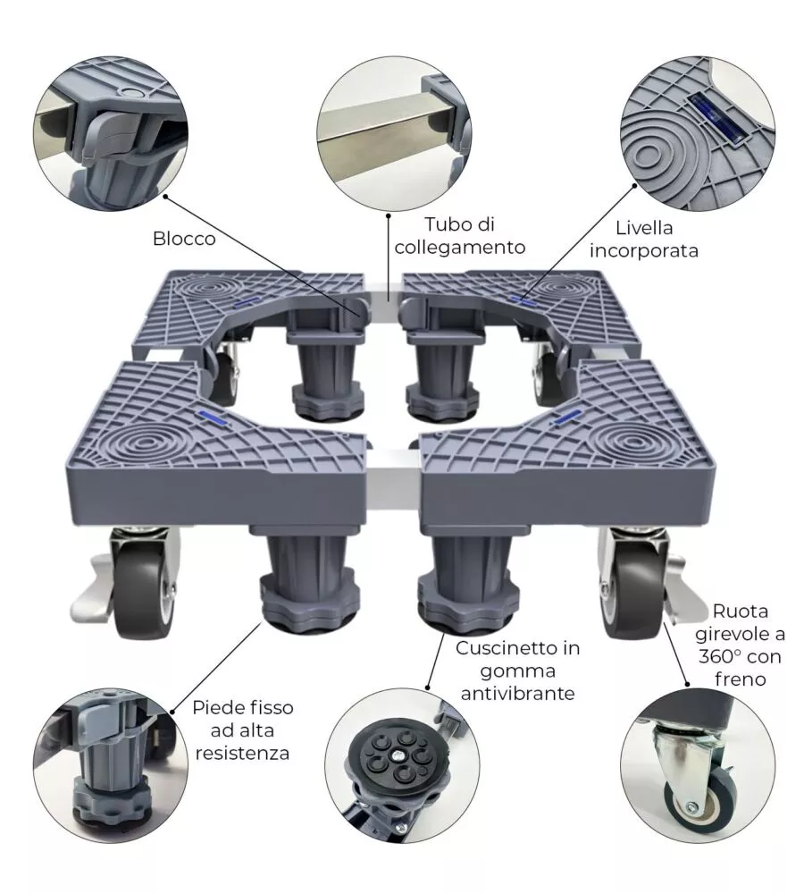 BASE TRASPORTO REGOLABILE CON RUOTE MASIDEF 62X42 CM