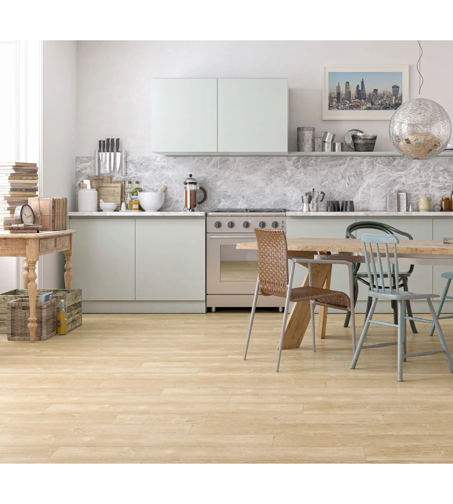 Pavimento spc effetto legno rovere naturale Kimono "Veneto" 5 mm 1,767 mq