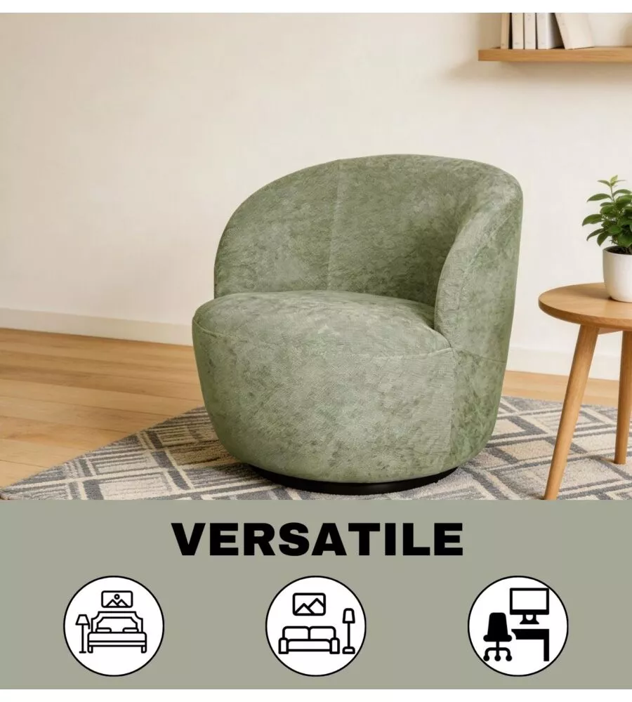 POLTRONA GIREVOLE BELLAHOME "AURA" VERDE 62X62X70 CM