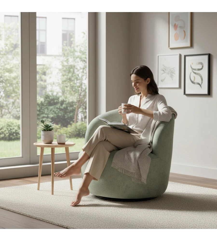 POLTRONA GIREVOLE BELLAHOME "AURA" VERDE 62X62X70 CM