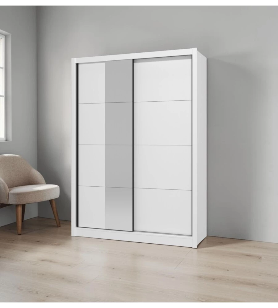 ARMADIO 2 ANTE SCORREVOLI BELLAHOME "ALBA" CON SPECCHIO BIANCO 155,2X59,8X215,7 CM