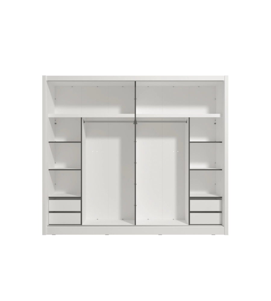 ARMADIO 2 ANTE SCORREVOLI BELLAHOME "ALBA" CON SPECCHIO BIANCO 250,8X59,8X215,7 CM