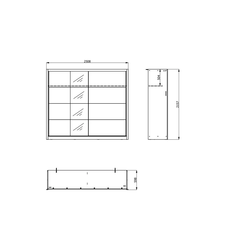 ARMADIO 2 ANTE SCORREVOLI BELLAHOME "ALBA" CON SPECCHIO BIANCO 250,8X59,8X215,7 CM