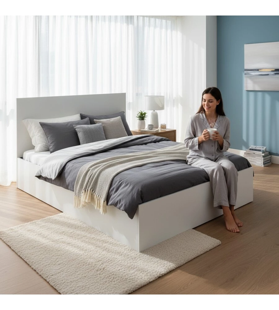 Letto piazza e mezza contenitore BellaHome "Small Double" bianco 120x190 cm