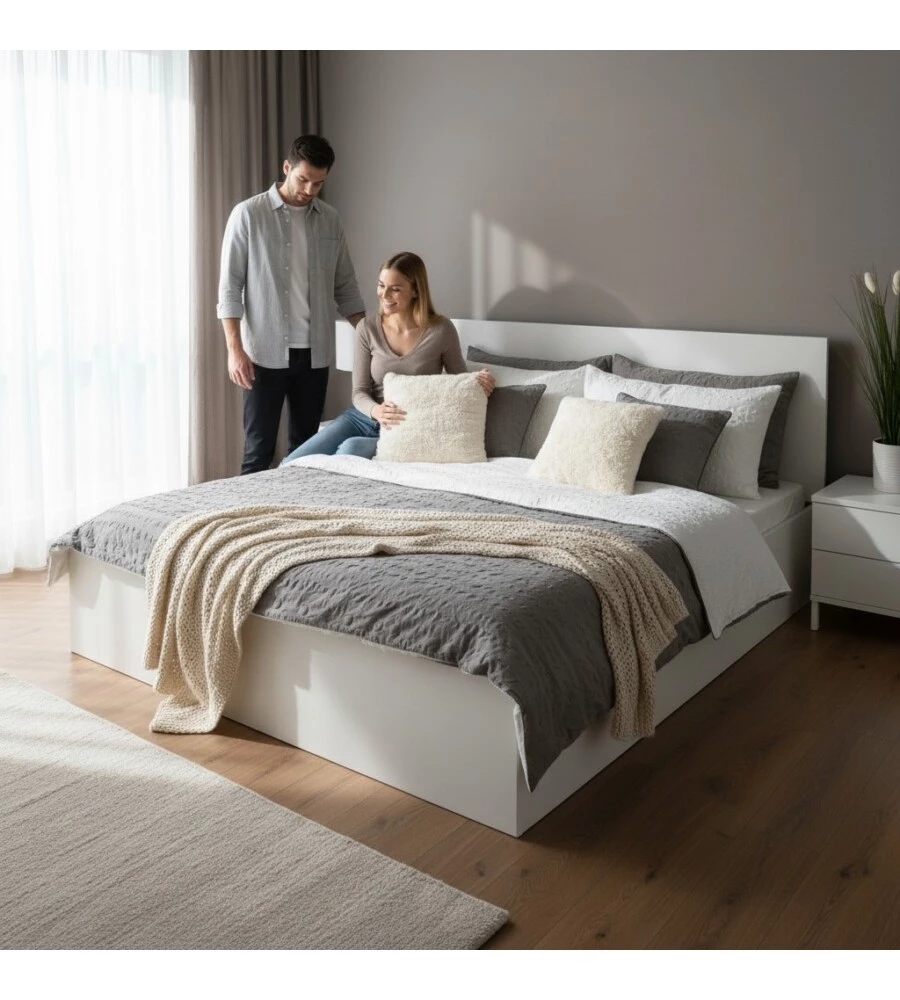 Letto matrimoniale  contenitore BellaHome "Double" bianco 160x190 cm