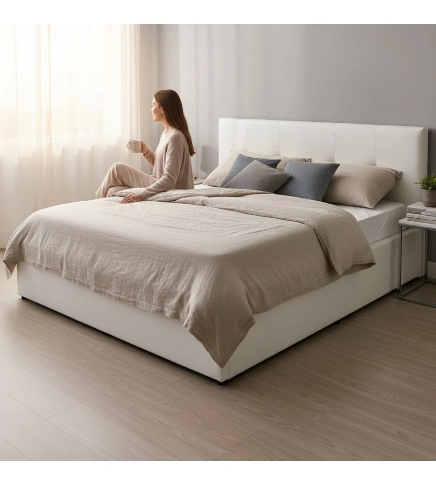 Letto matrimoniale contenitore BellaHome "Dual" bianco 160x190 cm
