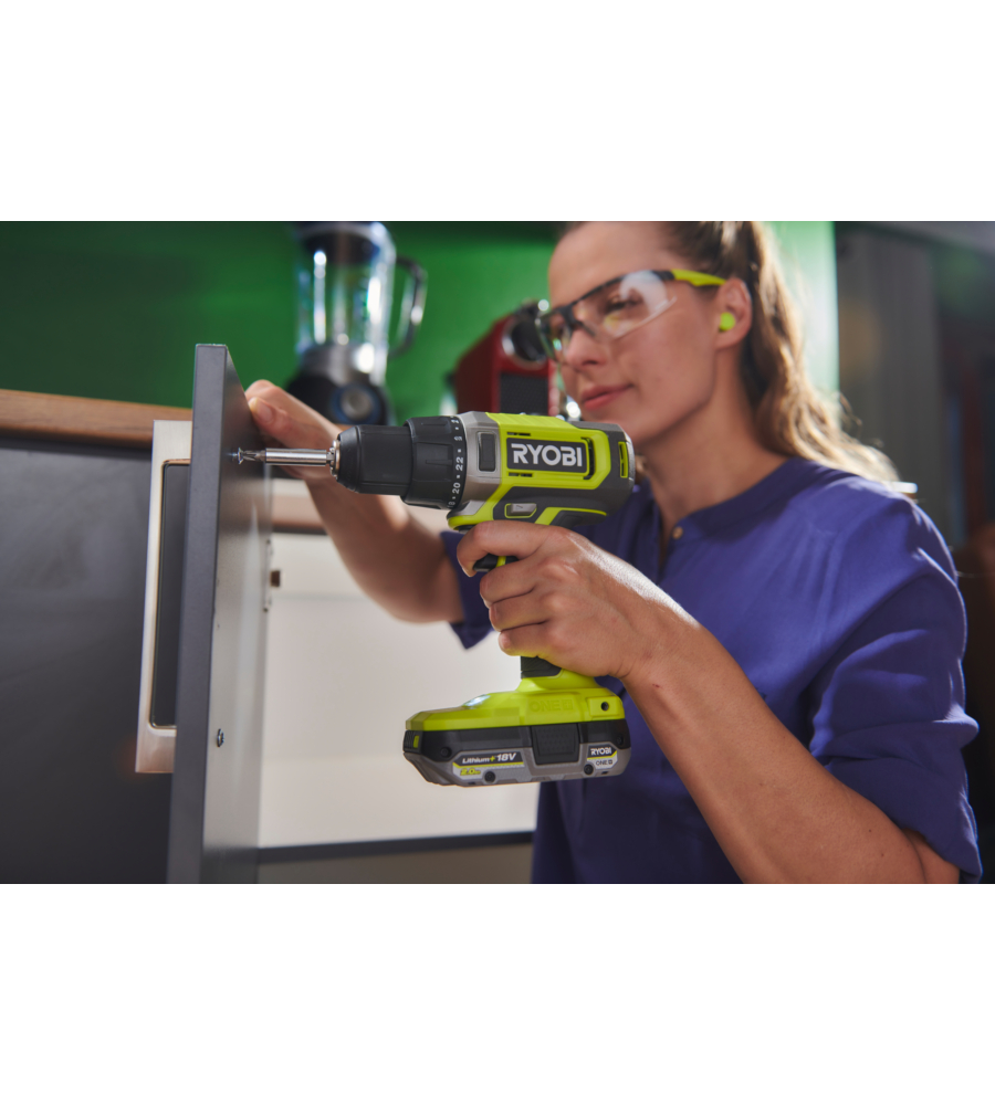 Kit valigetta trapano avvitatore a batteria Ryobi "RDD18-2C42S" 18V 4Ah e caricabatterie