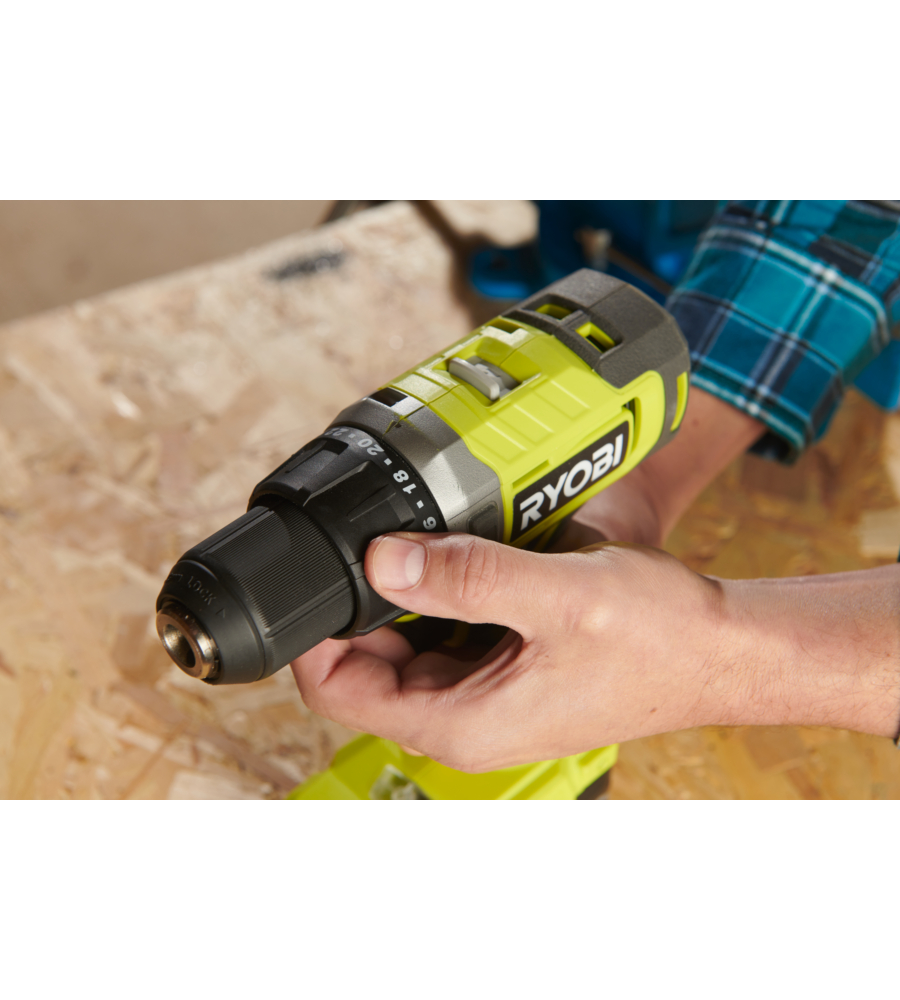 Kit valigetta trapano avvitatore a batteria Ryobi "RDD18-2C42S" 18V 4Ah e caricabatterie