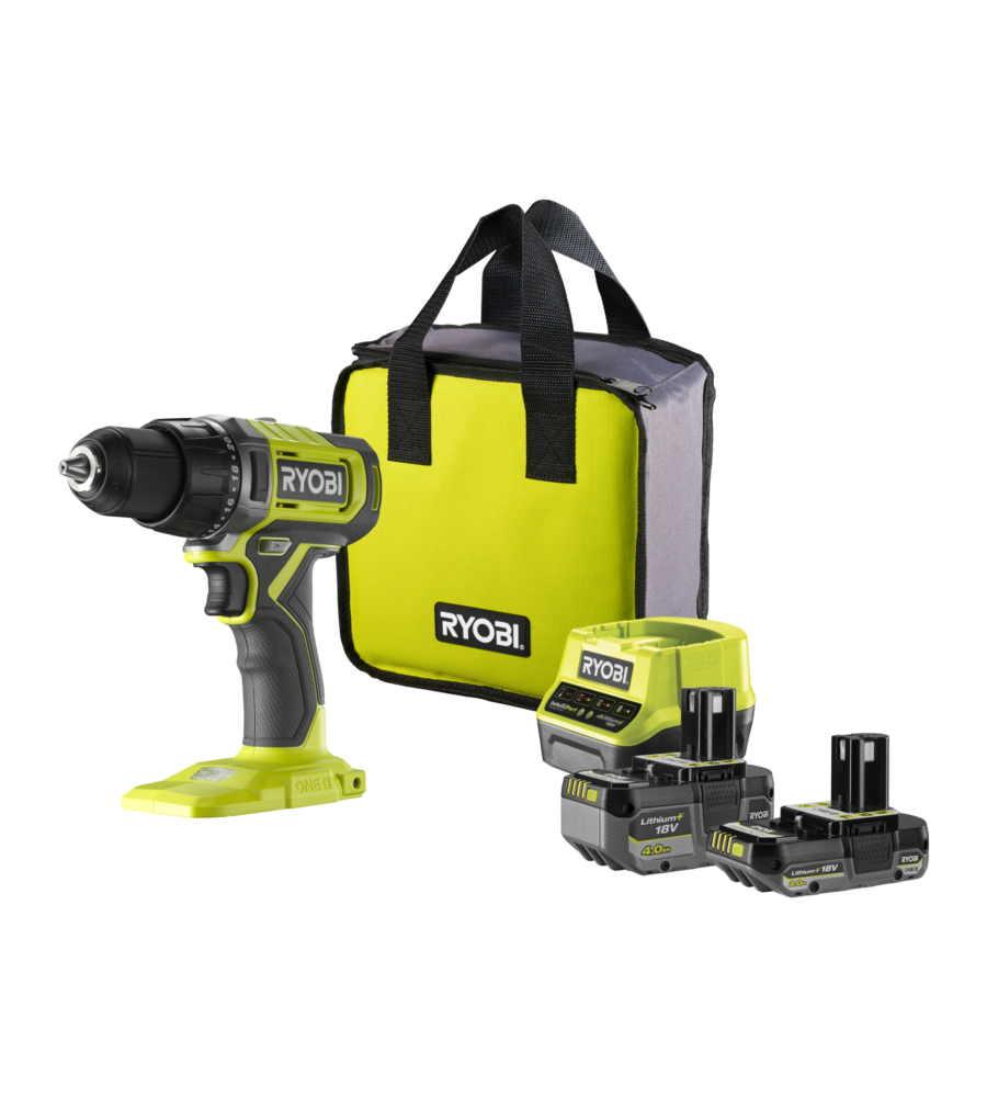 Kit valigetta trapano avvitatore a batteria Ryobi "RDD18-2C42S" 18V 4Ah e caricabatterie