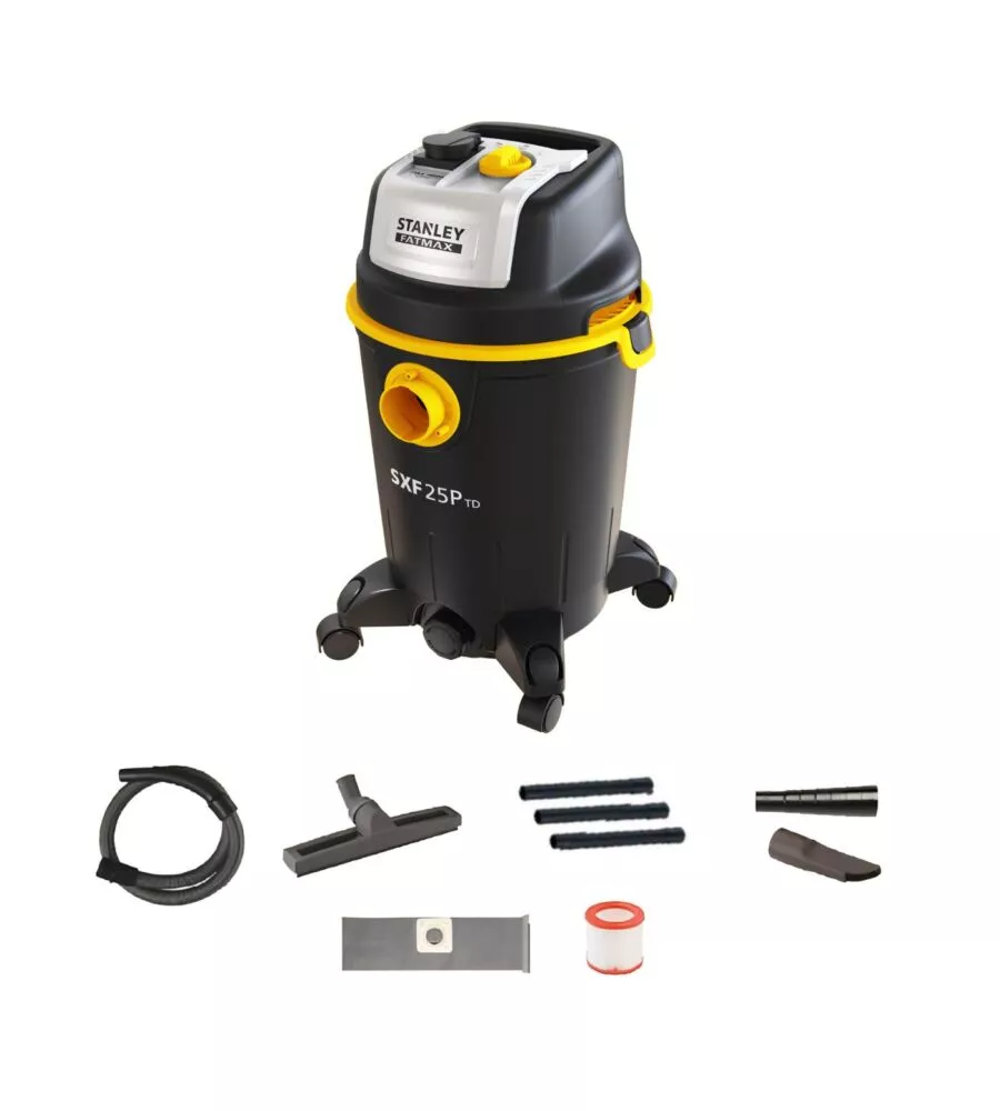 Aspiratore solidi liquidi elettrico Stanley Fatmax "SXFVC25PTD-E" 1400W 25 lt 33l/s
