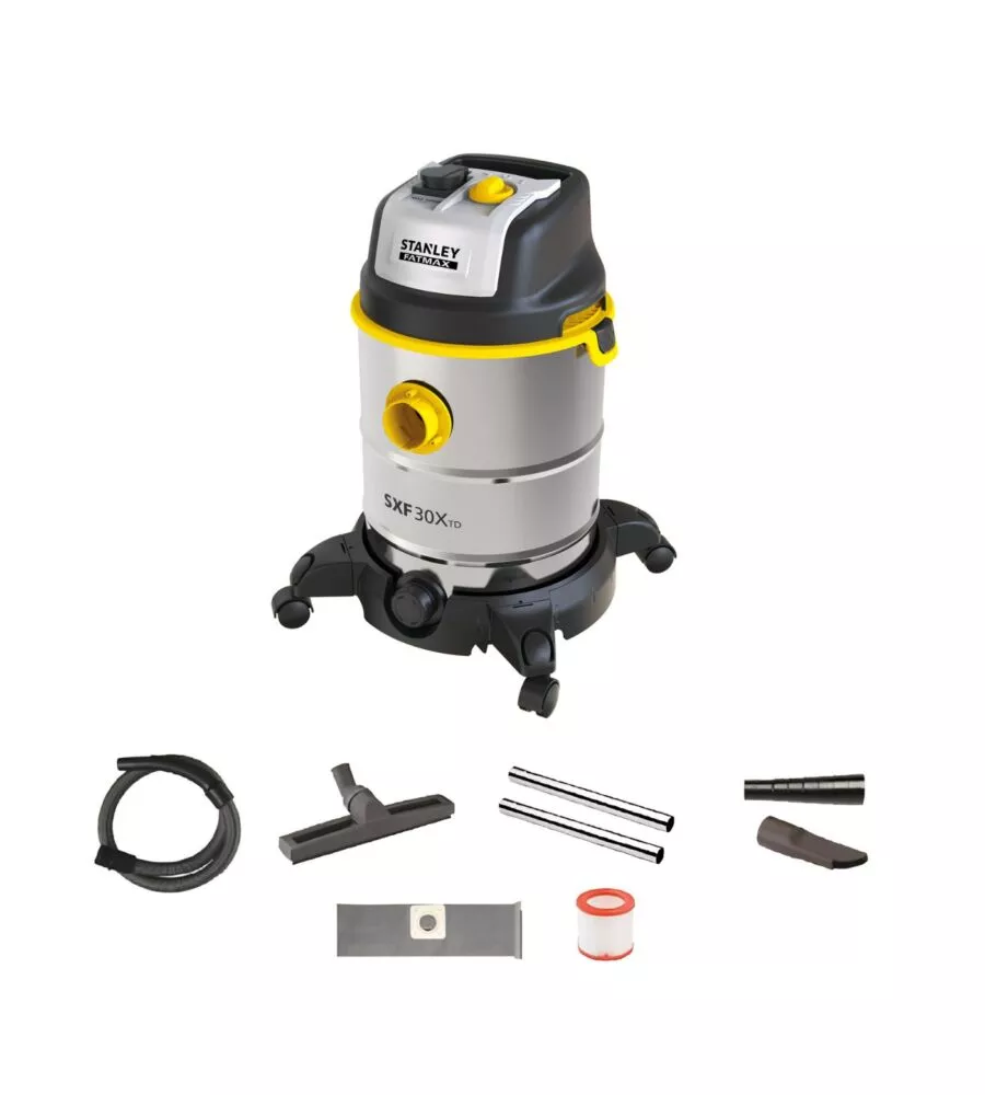 Aspiratore solidi liquidi elettrico Stanley Fatmax "SXFVC30XTD-E" 1600W 30 lt 36,5l/s