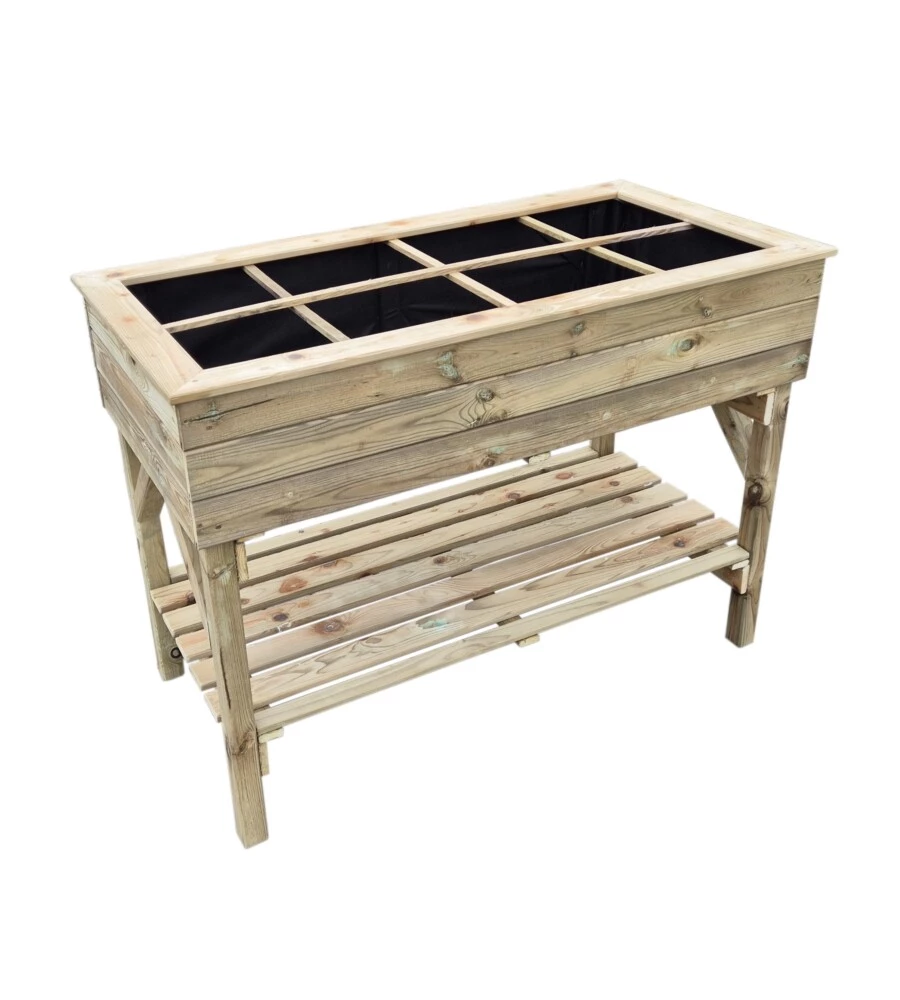 Fioriera per orto da esterno con supporto in legno di pino 120x60x87 cm