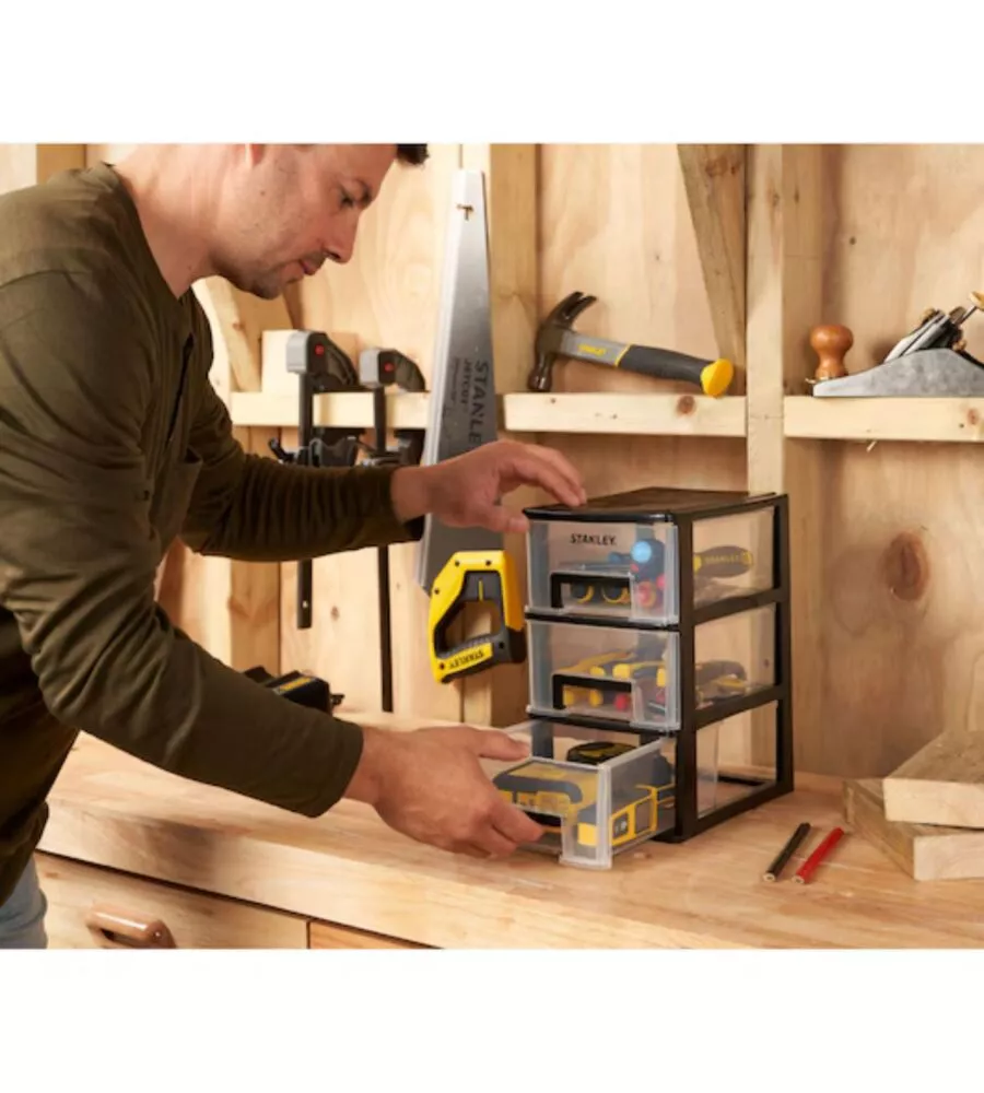 Cassettiera 3 cassetti Stanley "Essential media" 17x24x30 cm