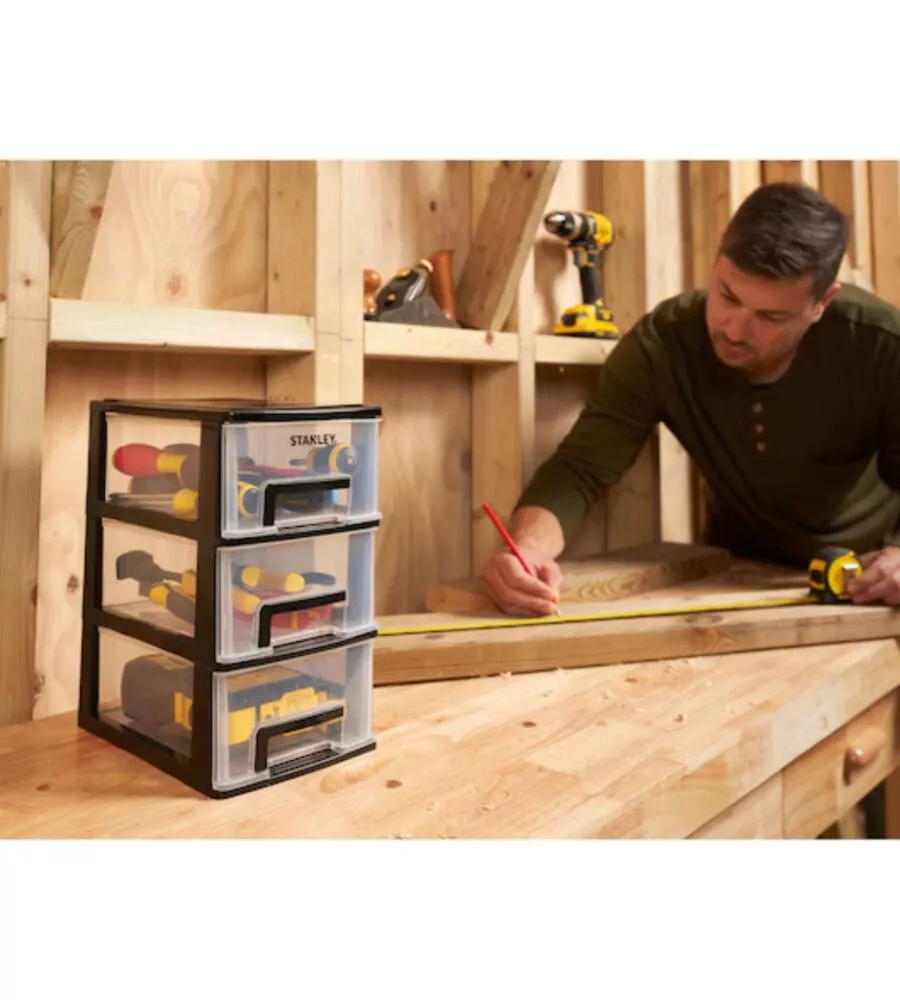 Cassettiera 3 cassetti Stanley "Essential media" 17x24x30 cm