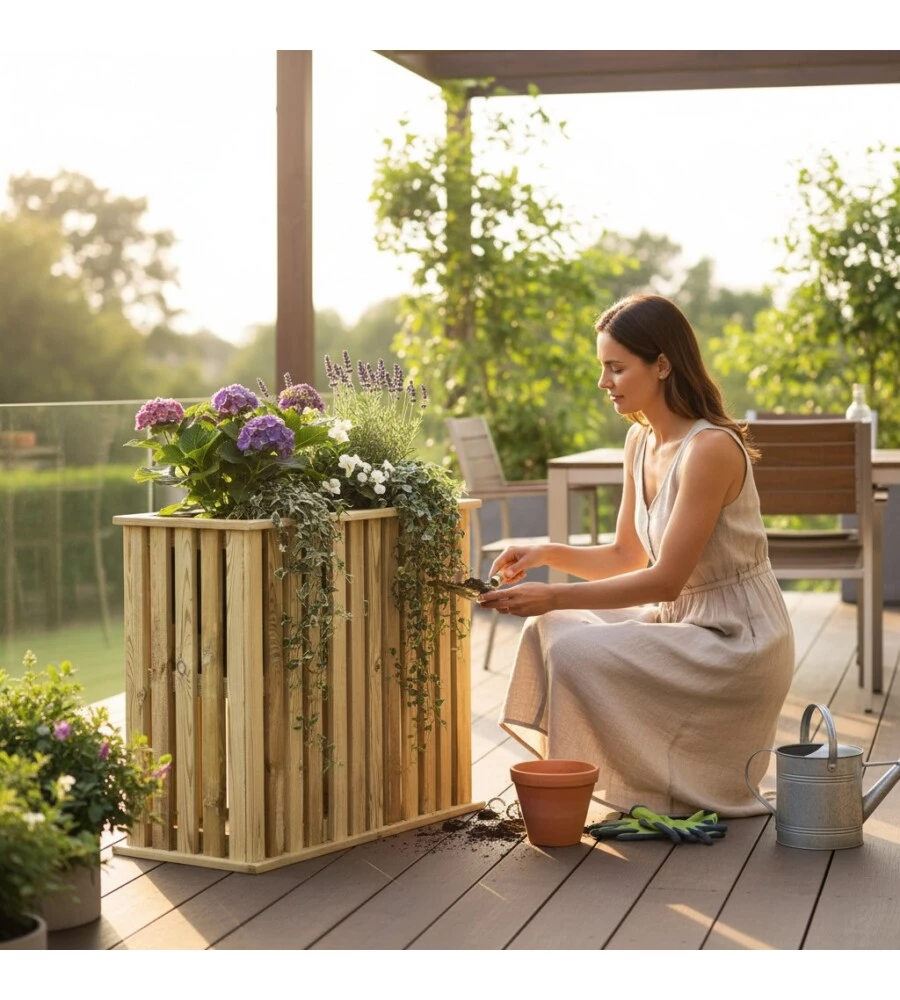 Fioriera verticale in legno EuroGarden 2 scomparti 62x33x65 cm