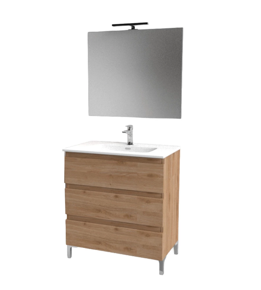 Mobile bagno 3 cassetti "Dafne" quercia naturale 81x47x195 cm