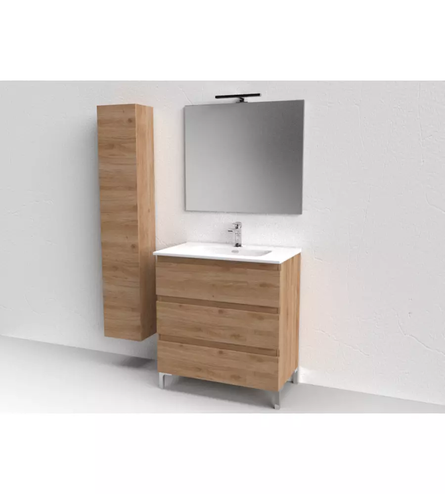 Colonna singola sospesa "Dafne" quercia naturale 30x22x160 cm