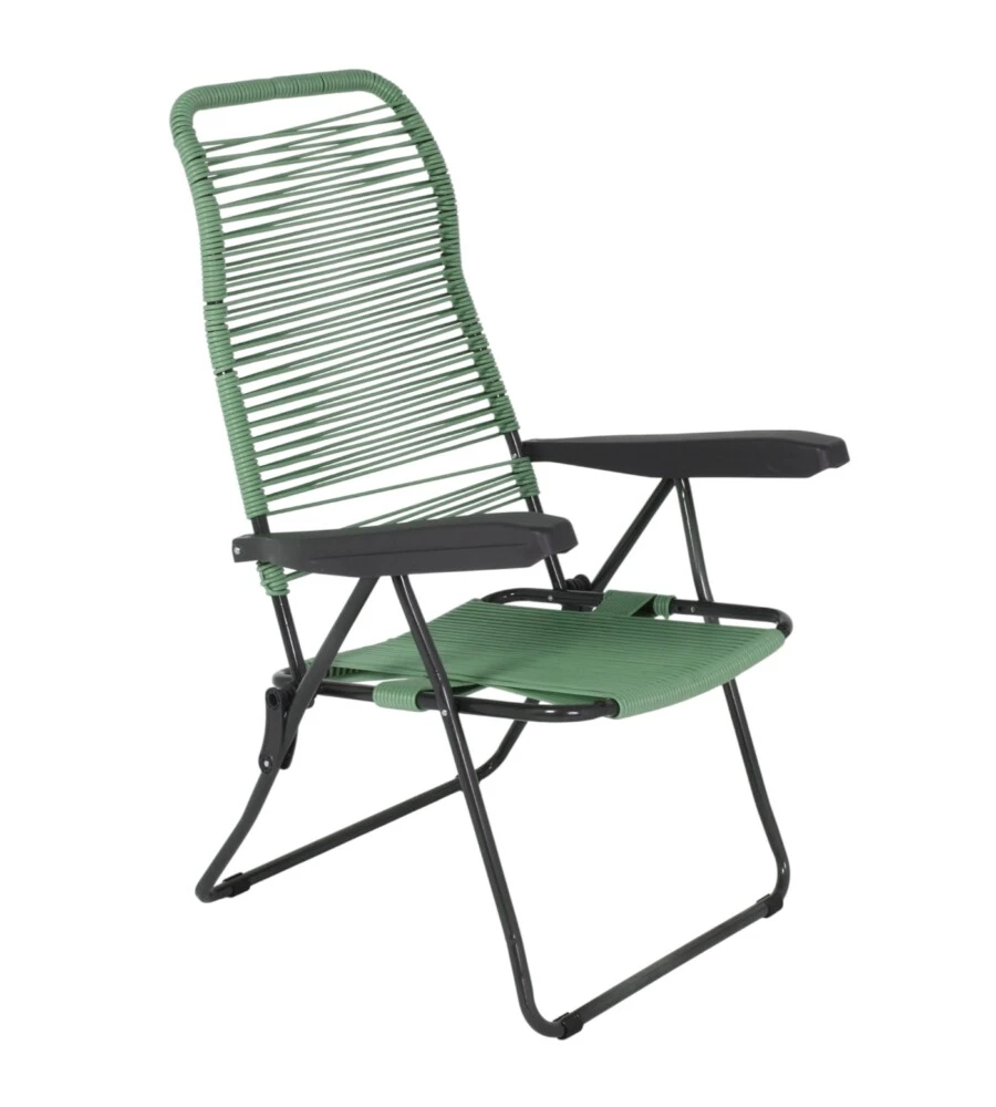 Sedia da esterno pieghevole reclinabile "Lipari" cordonata salvia 105x62x64 cm