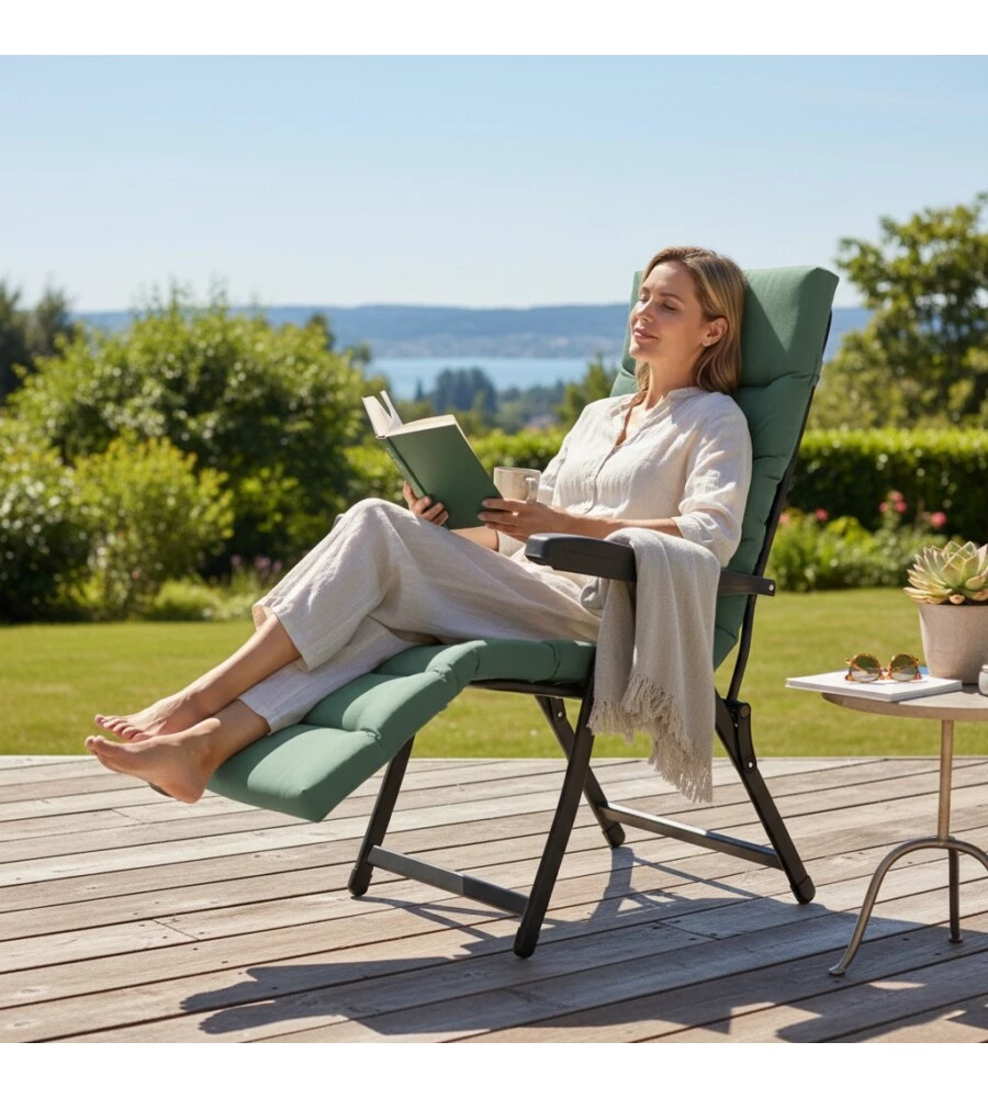 Sedia da esterno pieghevole reclinabile "bomber sicilia" salvia 122x60x61 cm