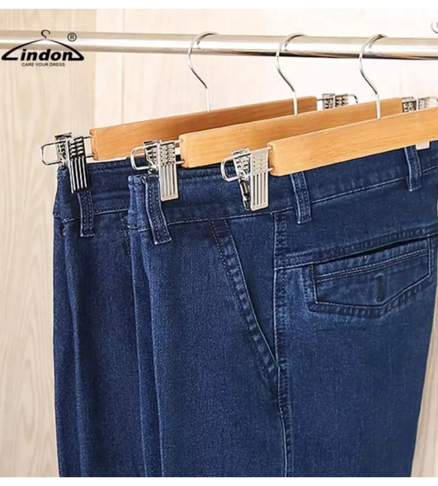 Set 6 grucce pantaloni legno naturale 34x3x1,2 cm