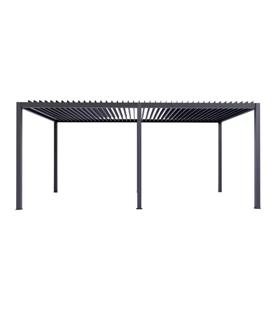 PERGOLA BIOCLIMATICA MOTORIZZATA RIVIERA "QUADRIFOGLIO TWIN" IN ALLUMINIO ANTRACITE 7,8X4X2,5 MT