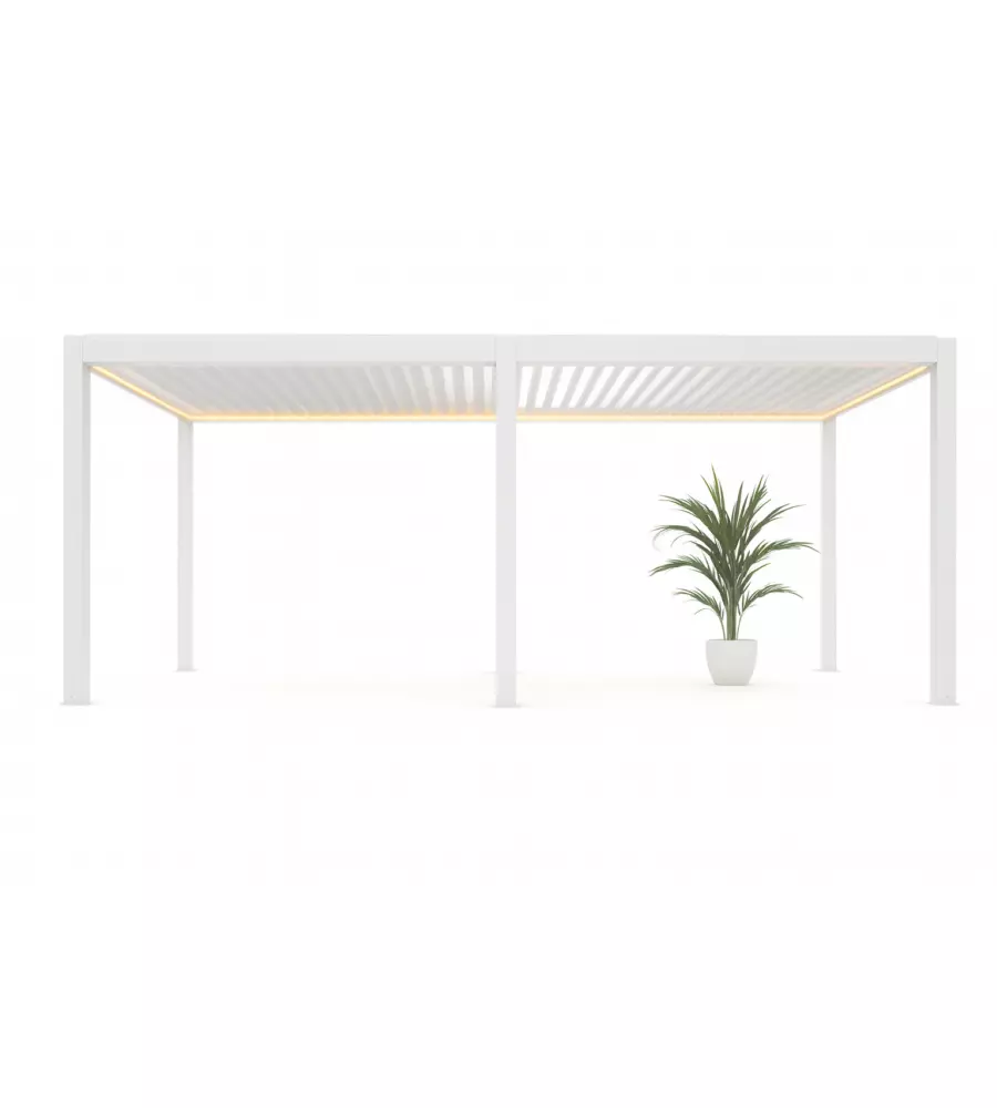 PERGOLA BIOCLIMATICA MOTORIZZATA RIVIERA "QUADRIFOGLIO TWIN" IN ALLUMINIO BIANCO 7,8X4X2,5 MT